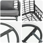 Garden Dining Set 3 pcs Black and Anthracite Poly rattan, steel 42010350