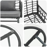 Garden Dining Set 3 pcs Black and Anthracite Poly rattan, steel 42010350