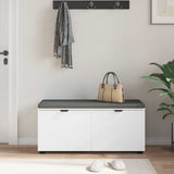 Hall Bench White 100 x 38 x 46 cm Engineered Wood and Fabric 891488
