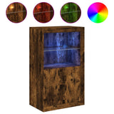 Side Cabinet with LED Lights Smoked Oak Engineered Wood 836627