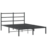 Metal Bed Frame without Mattress with Headboard Black 140x200cm 355366