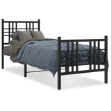 Metal Bed Frame without Mattress with Footboard Black 75x190cm 376332