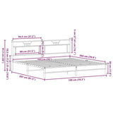 Metal Bed Frame without Mattress Brown Oak 193x201 cm 3325129