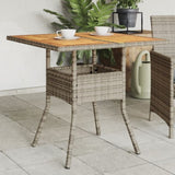 Garden Table with Acacia Wood Top Grey 80x80x75 cm Poly Rattan 365520