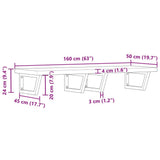 Basin Shelf Wall Mounted Steel and Solid Wood Acacia 3302871