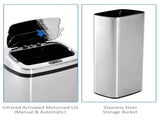 50L Infrared Touchless Automatic Motion Sensor Dustbin Stainless Steel Trash Can Home Office T3398P343260