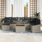 Sofa Set with Cushion with Storage 9 pcs Light Grey Poly Rattan 3349058