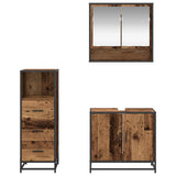 Bathroom Furniture Set with Door 3 pcs Old Wood Engineered Wood 3402432