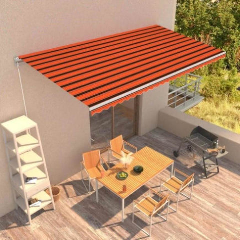 Manual Retractable Awning 600x300 cm Orange and Brown 3051227