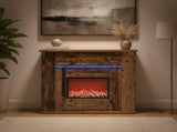 Fireplace with LED Strip Old Wood 63 x 20 x 54.5 cm 8021101