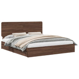 Storage Bed with Drawer Brown Oak 200 x 200 cm Engineered Wood 3412657