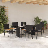 Garden Dining Set 7 pcs Black Poly Rattan 3365424
