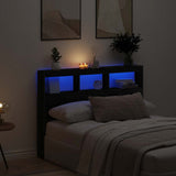 Headboard Cabinet with LED Black Oak 140x17x102 cm 863130