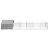 Outdoor Dog Kennel with Run 8x2x1.5 m Galvanised Steel 3329239