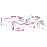 Storage Bed Frame Smoked oak 140 x 200 cm Engineered wood 3335297
