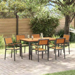 Garden Dining Set 7 pcs Black and brown 150 x 90 x 75 cm 3284416