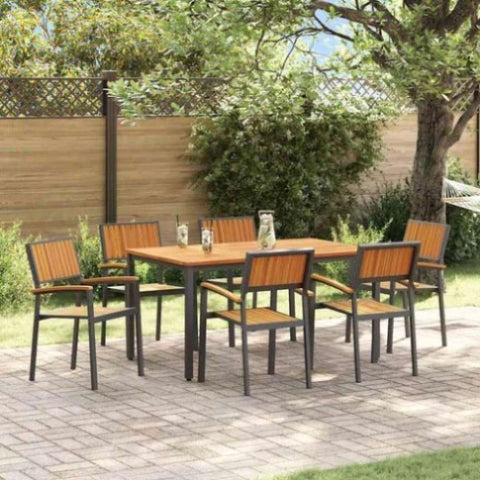 Garden Dining Set 7 pcs Black and brown 150 x 90 x 75 cm 3284416
