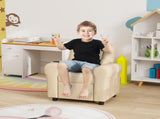Kids Recliner Chair, PU Leather with Adjustable Backrest, Footrest, Padded Headrest, Beige T3398P347659