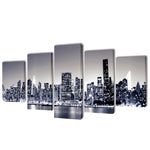 ZNTS Canvas Wall Print Set Monochrome New York Skyline 200 x 100 cm 241549