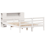 Bookcase Bed without Mattress White 150x200 cm King Solid Wood Pine 3322206