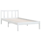 Bed Frame without Mattress White Solid Wood Single 810048