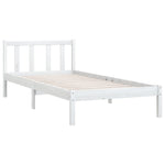 Bed Frame without Mattress White Solid Wood Single 810048