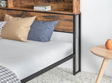 Industrial King Bed Frame, 5.2FT Steel Bed Base with Storage Headboard, Footboard, Slatted Support T3398P423094