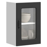 Kitchen Wall Cabinet with Glass Door Kalmar Black Engineered Wood 853528