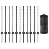 Welded Wire Fence 25 x 0.8 m PVC-Coated Steel Grey Mesh 3336101