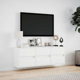 TV Wall Cabinet with LED Lights White 130x31x45 cm 852299