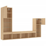 4 Piece TV Wall Units with LED Sonoma Oak Engineered Wood 3216649