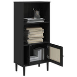 Bookcase SENJA Rattan Look Black 60x35x130 cm Solid Wood Pine 358060