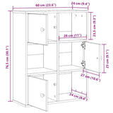 Bookcase Concrete Grey 60x24x76.5 cm Engineered Wood 860385
