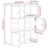 ZNTS Bookcase Smoked Oak 60x24x76.5 cm Engineered Wood 860386