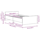 Bed Frame without Mattress Black Oak 100x200 cm Engineered Wood 862366