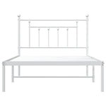 Metal Bed Frame without Mattress with Headboard White 107x203cm 353582