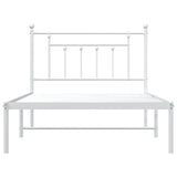 Metal Bed Frame without Mattress with Headboard White 107x203cm 353582