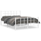 Metal Bed Frame without Mattress with Footboard White 140x190cm 355628