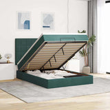 Ottoman Bed with Mattresses Dark Green 140x190cm Velvet 3313472