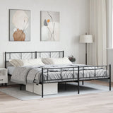 Metal Bed Frame without Mattress with Footboard Black 180x200cm 372201