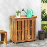 Garden Cabinet Natural 93 x 41.5 x 98cm Solid Acacia Wood 42001365
