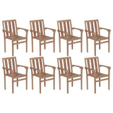 ZNTS Stackable Garden Chairs 8 pcs Solid Teak Wood 3073378