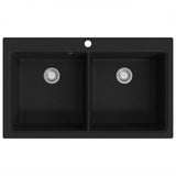 Overmount Kitchen Sink Double Basin Granite Black 141675