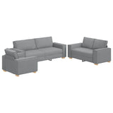 Sofa Set with Cushion 3 pcs Grey 220 x 78 x 84 cm Fabric 3324609