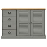 Sideboard with Drawers VIGO 113x40x75 cm Grey Solid Wood Pine 353189