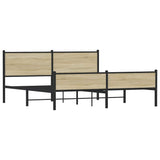 Metal Bed Frame without Mattress Sonoma Oak 160x200 cm 3301400