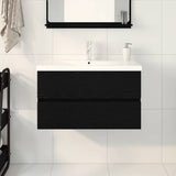 Bathroom Sink Cabinet Black Oak 80 x 39 x 62 cm Engineered Wood 3333147