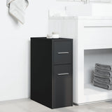 Narrow Bathroom Cupboard with Wheels Black Engineered Wood 855278