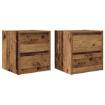 ZNTS Wall-mounted Bedside Cabinets 2 pcs Old Wood 38x34x40 cm 861262