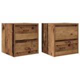 ZNTS Wall-mounted Bedside Cabinets 2 pcs Old Wood 38x34x40 cm 861262